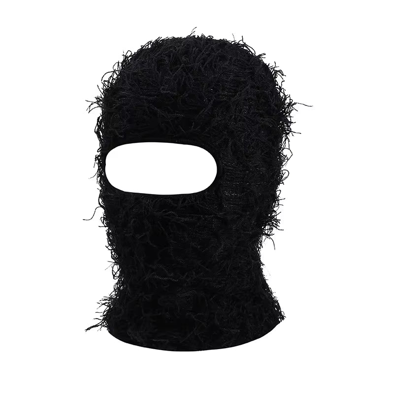 Full Face Cover Ski Mask Hat Balaclava Distressed Knitted Beanie Camouflage Men Hat Women Winter Warm Windproof Bicycle Neck Hat