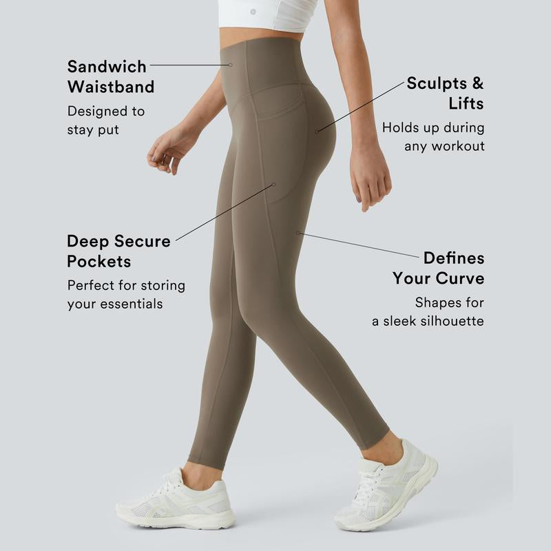 High-Waisted Tummy Control Ultrasculpt Leggings with Side Pockets