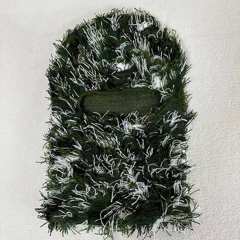 Full Face Cover Ski Mask Hat Balaclava Distressed Knitted Beanie Camouflage Men Hat Women Winter Warm Windproof Bicycle Neck Hat