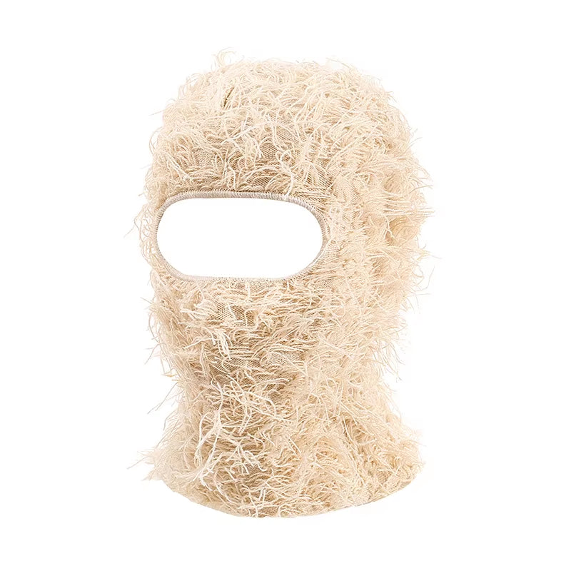 Full Face Cover Ski Mask Hat Balaclava Distressed Knitted Beanie Camouflage Men Hat Women Winter Warm Windproof Bicycle Neck Hat